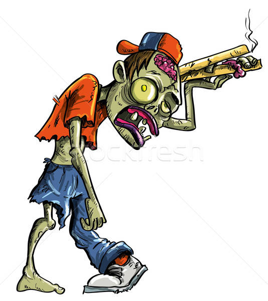 Stock photo: Cartoon zombie delivering pizza