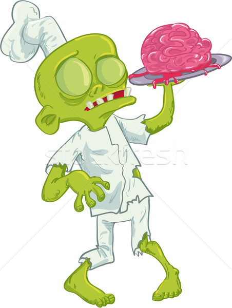 Desenho animado zumbi chef cérebro isolado Foto stock © antonbrand