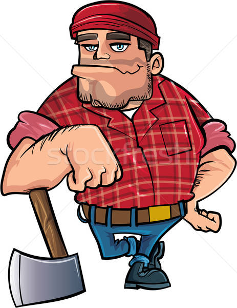 Cartoon lumberjack holding an axe Stock photo © antonbrand