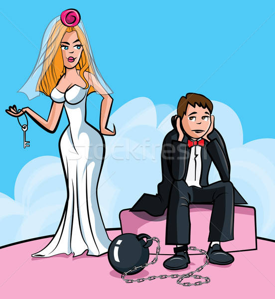 Cartoon Ball and chain. Just married Stock photo © antonbrand