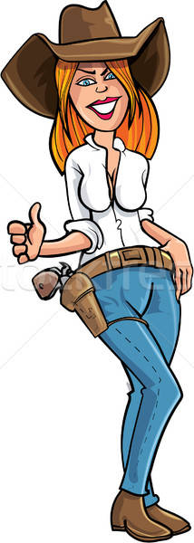Cartoon cowgirl giving a thumbs up Stock photo © antonbrand