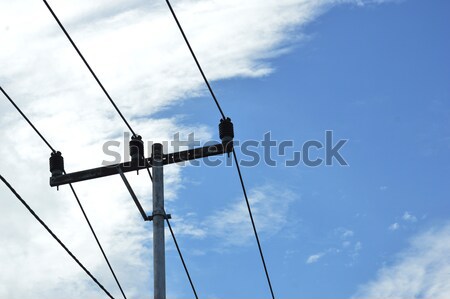 Strom Pol blauer Himmel Netzwerk Kabel Architektur Stock foto © antonihalim