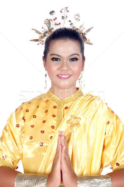 Portret asian młoda dziewczyna tradycyjny plemiennych Zdjęcia stock © antonihalim