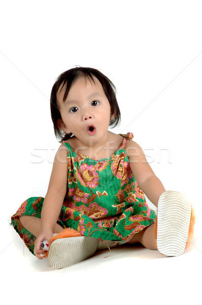 Lány kislány izolált fehér boldog divat Stock fotó © antonihalim