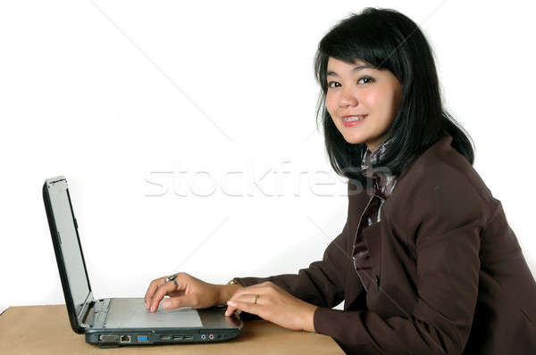 Jeunes bureau isolé blanche femme fille [[stock_photo]] © antonihalim