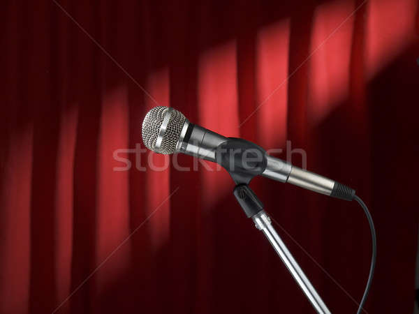 Etapa microfone vermelho fundo metal espaço Foto stock © antonprado