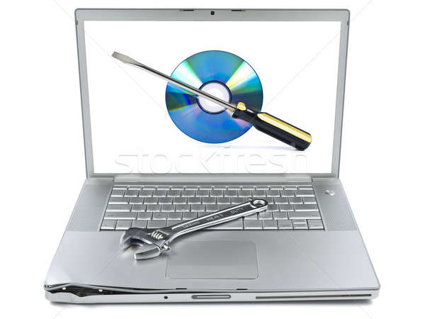 Megjavít problémák sérült laptop csavarkulcs technikai támogatás Stock fotó © antonprado