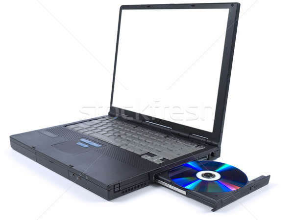 Zdjęcia stock: Czarny · laptop · taca · odizolowany · biały · kopia · przestrzeń