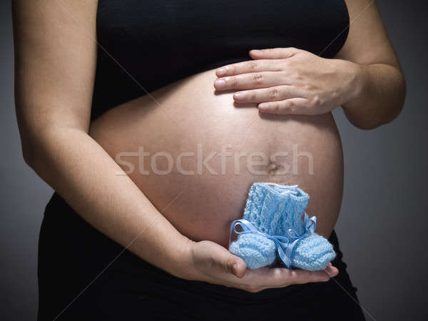 Stock photo: Blue baby booties