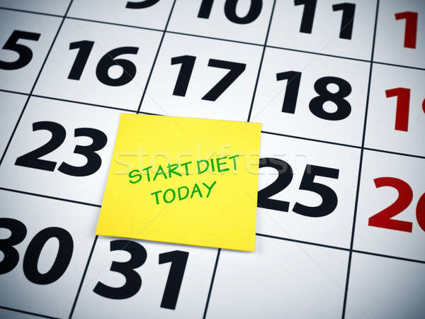 Inicio dieta hoy escrito nota adhesiva calendario Foto stock © antonprado
