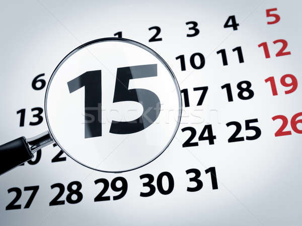 Vergrootglas kalender dag pagina business tijd Stockfoto © antonprado