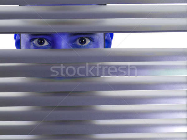 Kék férfi külső kamerába szemek férfiak Stock fotó © antonprado