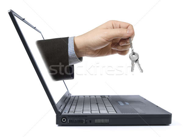 Stock foto: Online · Business · Hand · halten · Paar · Schlüssel