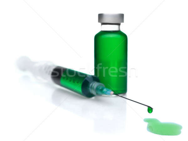 Seringue fiole vert liquide médicaux Photo stock © antonprado