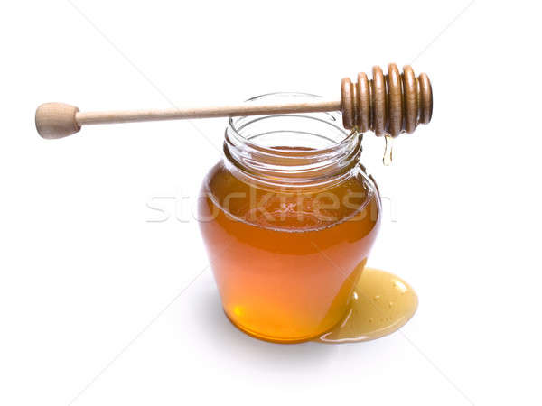 蜂蜜 罐 木 頂部 孤立 白 商業照片 © antonprado