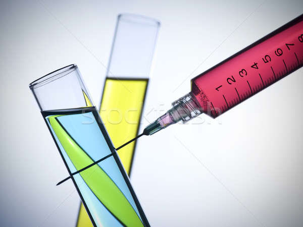Stock photo: Syringe and test tubes