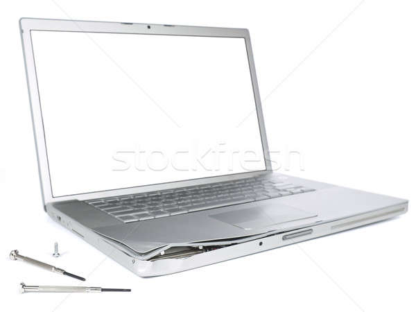 Uszkodzony laptop laptop ustalony pary odizolowany Zdjęcia stock © antonprado