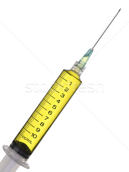 Stock fotó: Injekciós · tű · közelkép · citromsárga · folyadék · orvosi · szín