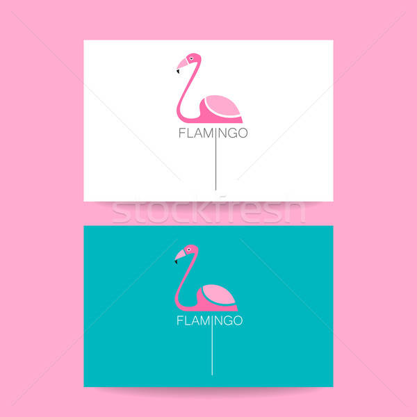 Flamingo kuş imzalamak logo kimlik kartı pembe Stok fotoğraf © antoshkaforever