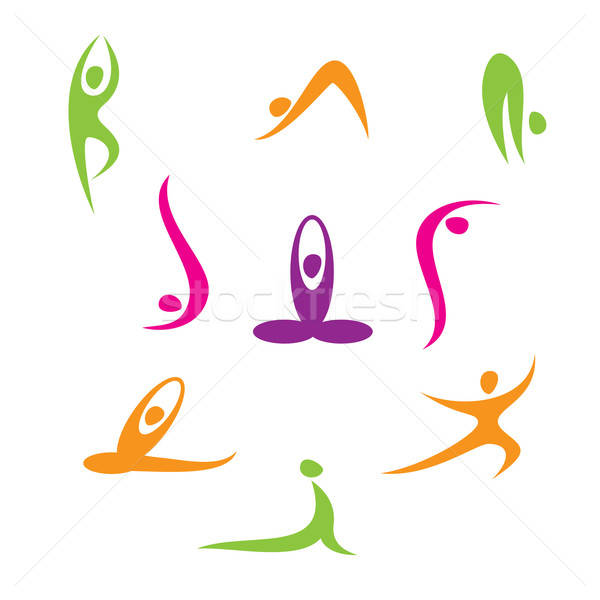 Yoga set icoane calculator sănătate medicină Imagine de stoc © antoshkaforever
