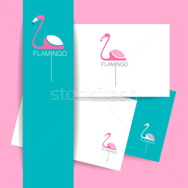 Flamingo kuş imzalamak logo kimlik tanıtım Stok fotoğraf © antoshkaforever