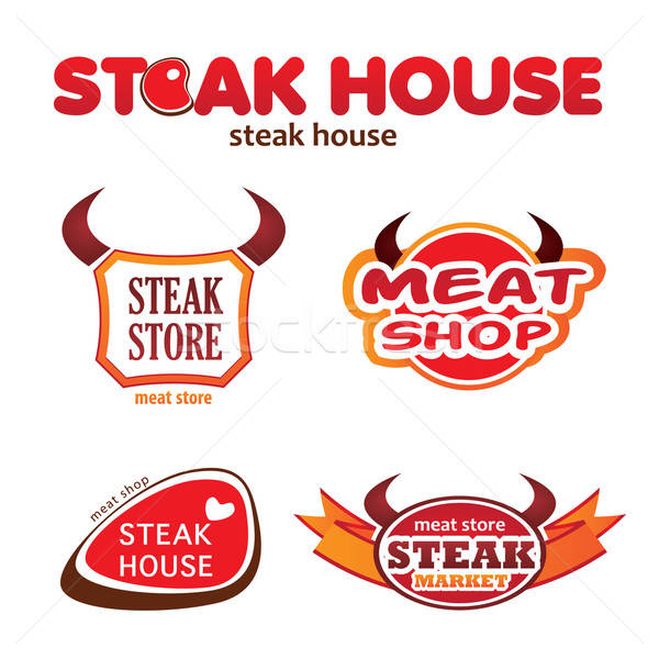 Steak Sammlung Zeichen Vorlagen Laden Fleisch Stock foto © antoshkaforever