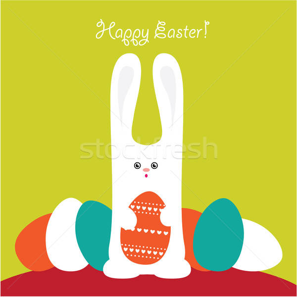 Húsvét üdvözlet terv nyúl háttér felirat Stock fotó © antoshkaforever