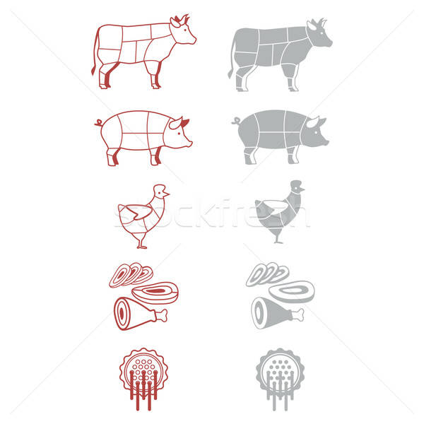 Carne băcănie alimente proiect artă vacă Imagine de stoc © antoshkaforever