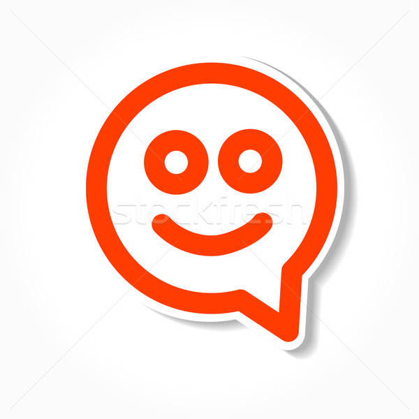 Fericit zâmbet bule de vorbire faţă Chat icoană Imagine de stoc © antoshkaforever