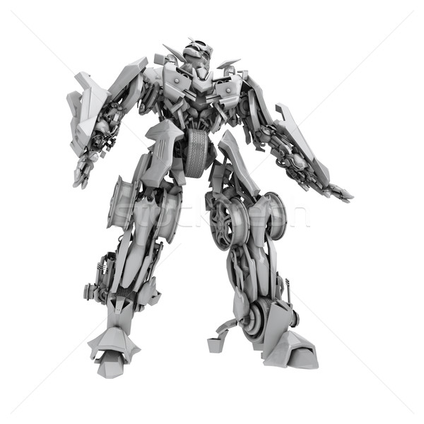 Robô transformador isolado branco 3d render tecnologia Foto stock © anyunoff