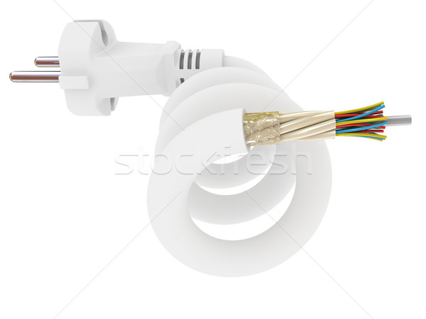 Elektrische plug kabel geïsoleerd witte technologie Stockfoto © anyunoff