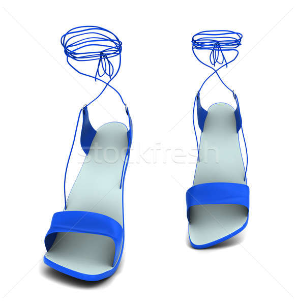 Donna scarpe due blu isolato bianco Foto d'archivio © anyunoff