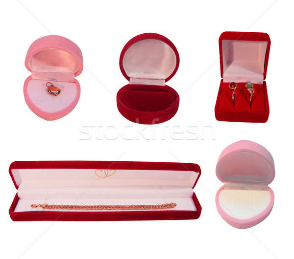 [[stock_photo]]: Coffret · cadeau · anneau · isolé · blanche · mode · coeur