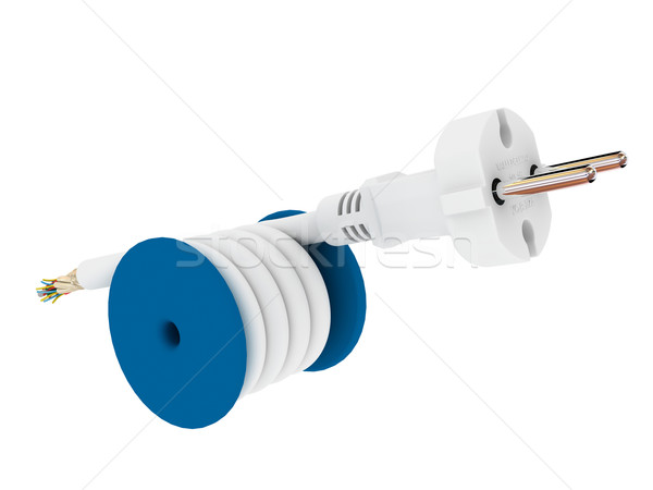 Elektrische plug kabel geïsoleerd witte technologie Stockfoto © anyunoff