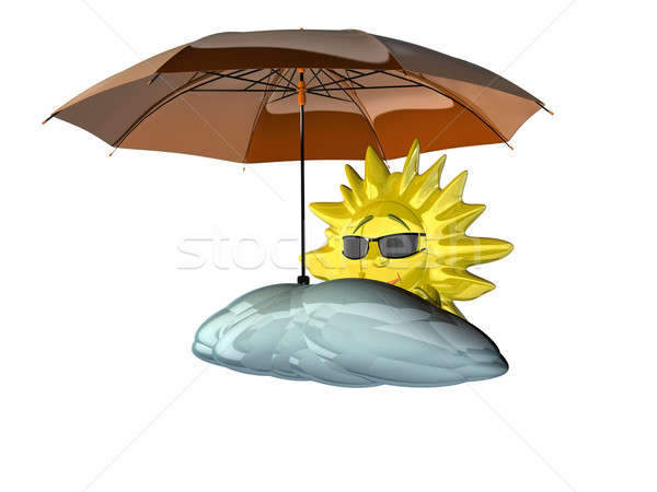 Cartoon sole ombrello occhiali isolato bianco Foto d'archivio © anyunoff