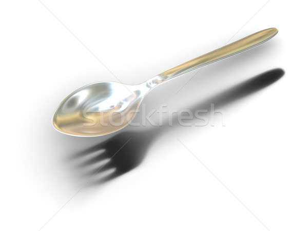 Foto stock: Tenedor · cuchara · blanco · comedor · objetos