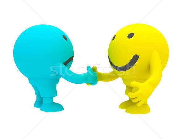 Dos smileys color azul amarillo sonriendo Foto stock © anyunoff