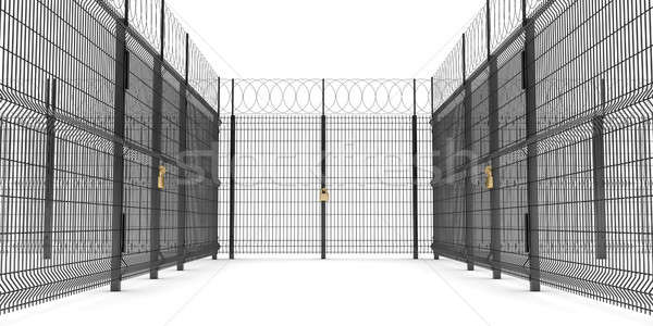 Metal recinzione filo spinato porte chiuso Foto d'archivio © anyunoff
