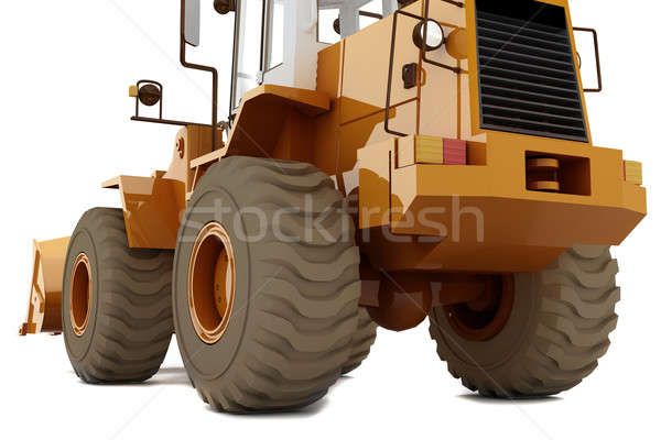 Bulldozer roues orange isolé blanche vue arrière Photo stock © anyunoff