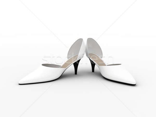 Dos blanco zapatos mujeres aislado Foto stock © anyunoff
