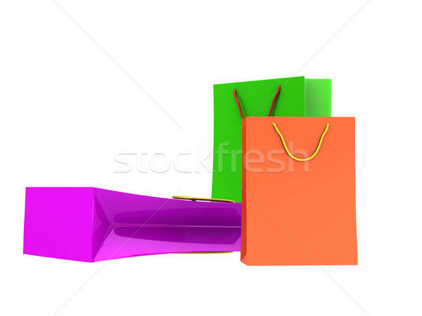 Color bolsas compras regalos aislado blanco Foto stock © anyunoff