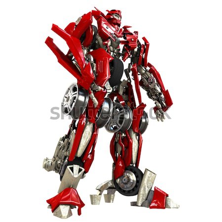 Transformador robô isolado branco 3d render metal Foto stock © anyunoff