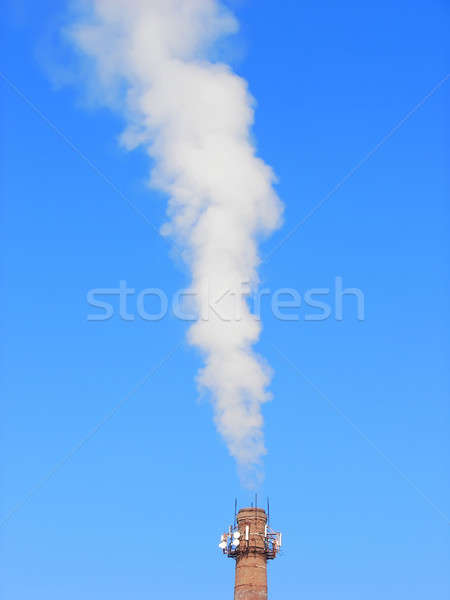 Foto d'archivio: Fumo · camino · impianto · cielo · blu · cielo · industriali