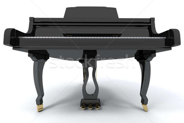 [[stock_photo]]: Piano · à · queue · noir · isolé · lumière · musique · clavier