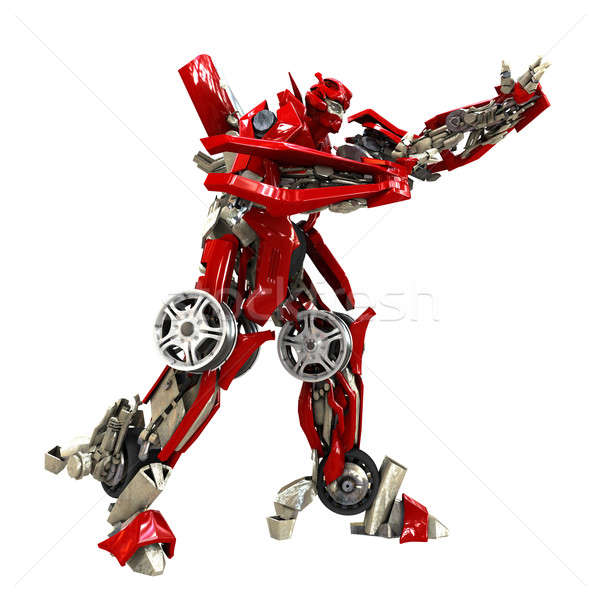 Foto stock: Transformador · robot · aislado · blanco · 3d · metal