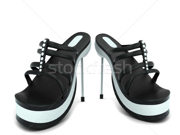 Сток-фото: женщину · обувь · два · черную · женщину · изолированный · белый