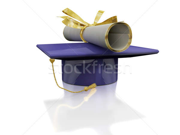 Diploma bacharel espelho avião educação graduação Foto stock © anyunoff