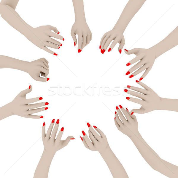 Femenino manos las manos en alto blanco 3d mano Foto stock © anyunoff