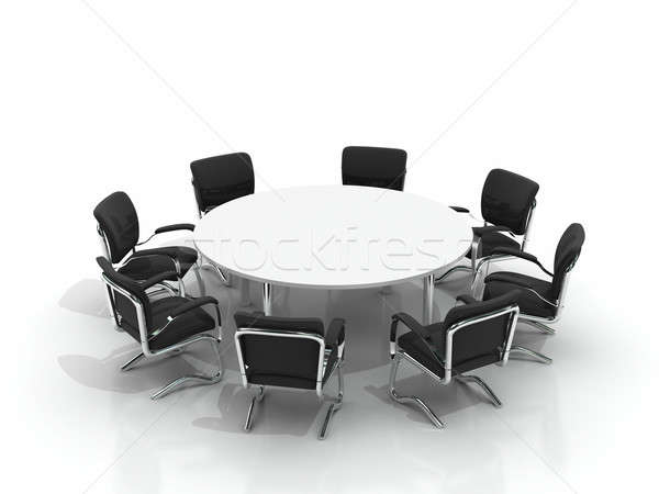 Konferencia asztal székek izolált fehér iroda Stock fotó © AptTone