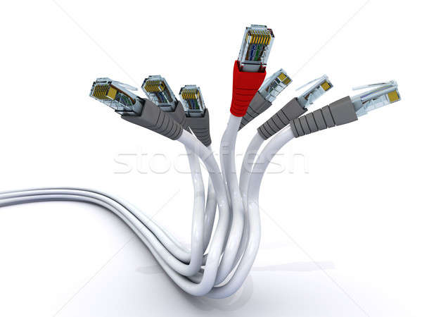 Ethernet kabli odizolowany biały grupy przemysłu Zdjęcia stock © AptTone